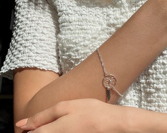 Bracelet attrape-rêves en argent Bracelet à breloques Bracelet