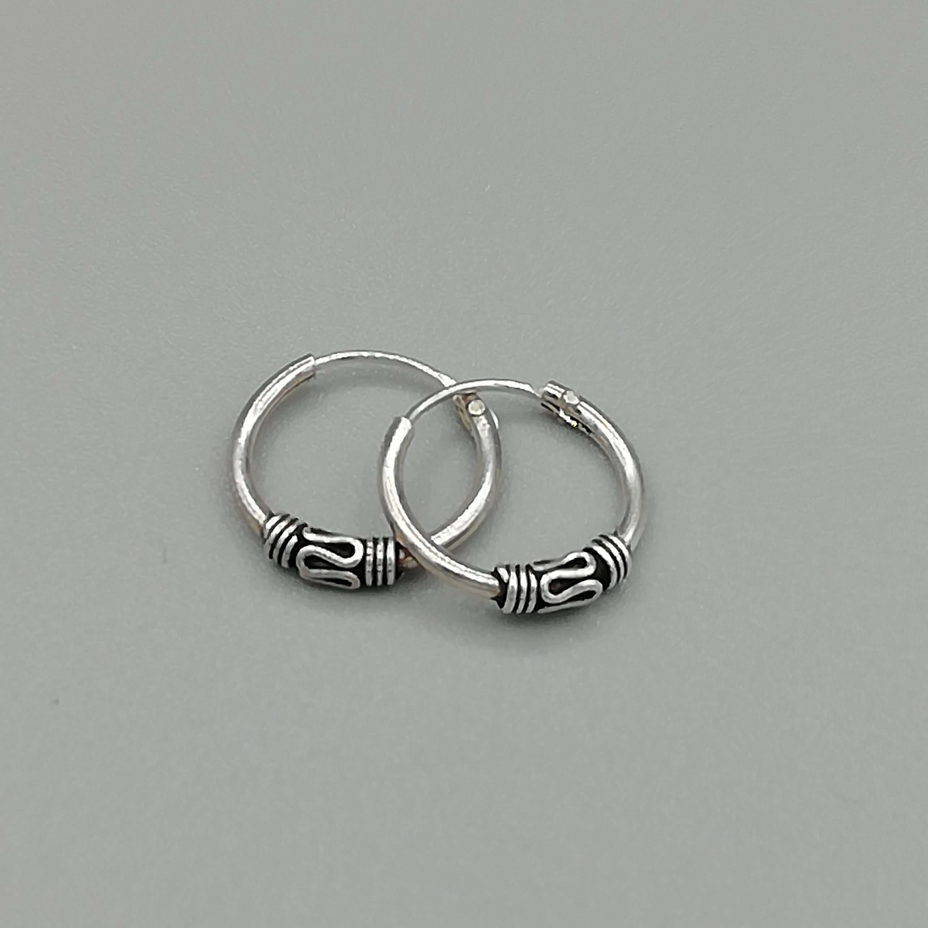 Ethnic Rings Style 3 Earrings Silver Creole Style Bohemian Hoop 22g 0.6mm