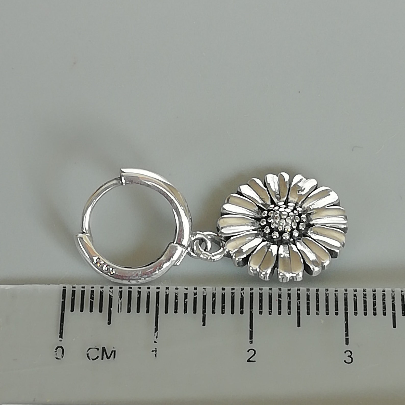 Sunflower hoops Sterling silver charm hoop earrings Flower Etsy