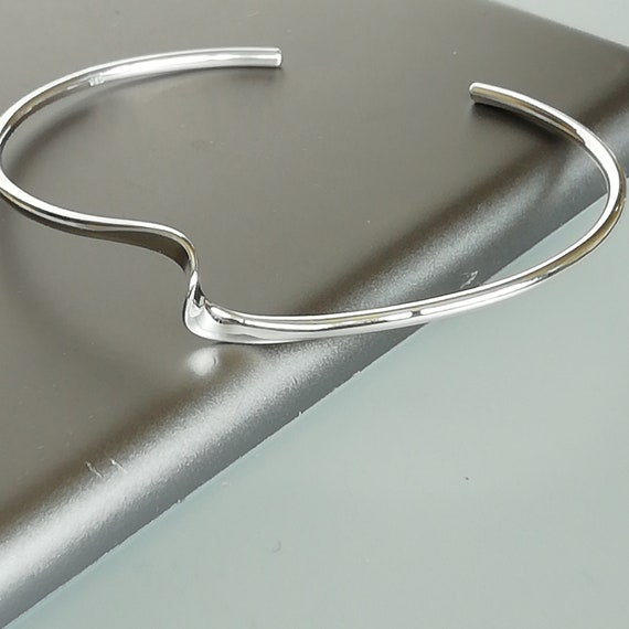 Waves Wrist Bangle | Sterling Silver Bangle | Open Ended Bangle