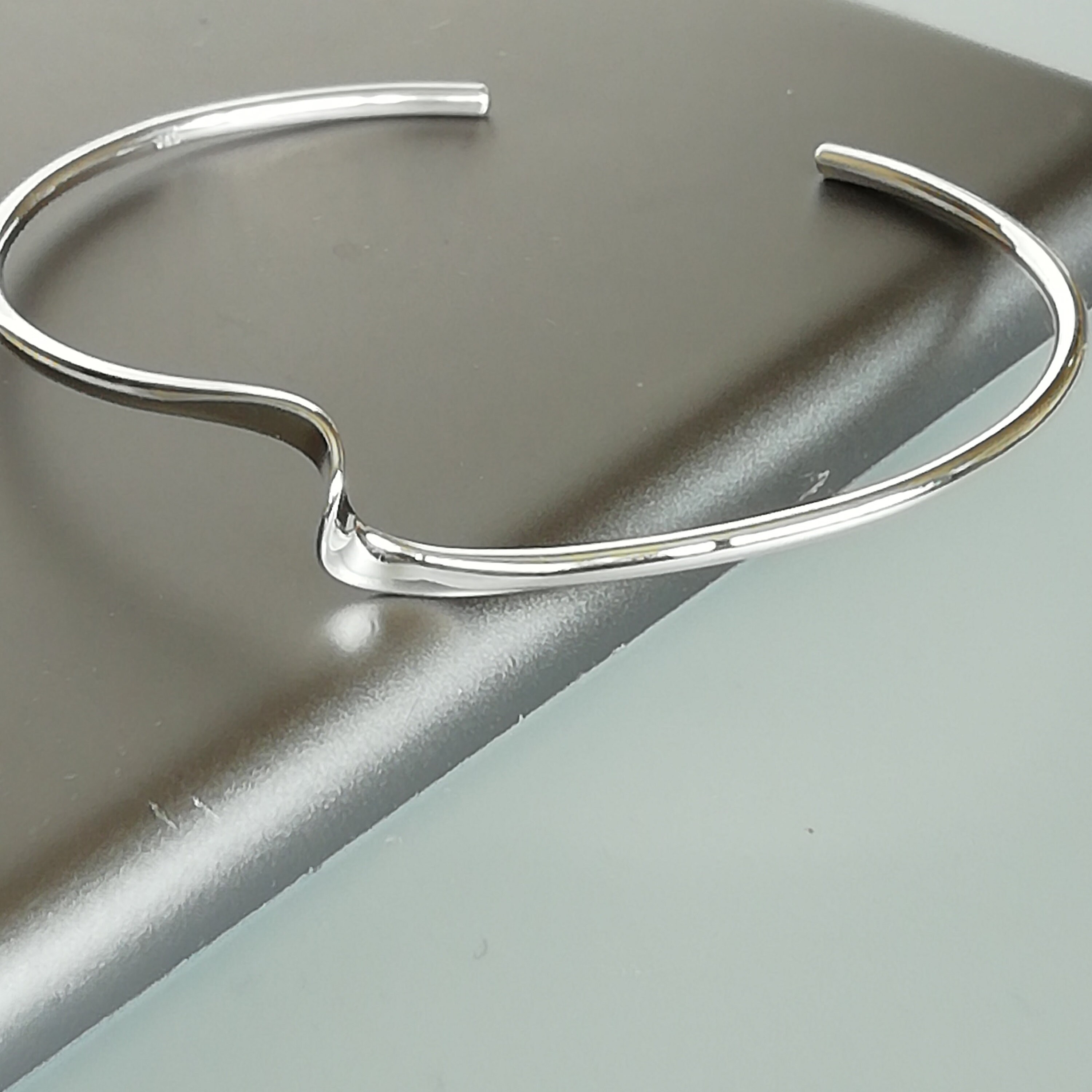 Waves Wrist Bangle | Sterling Silver Bangle | Open Ended Bangle