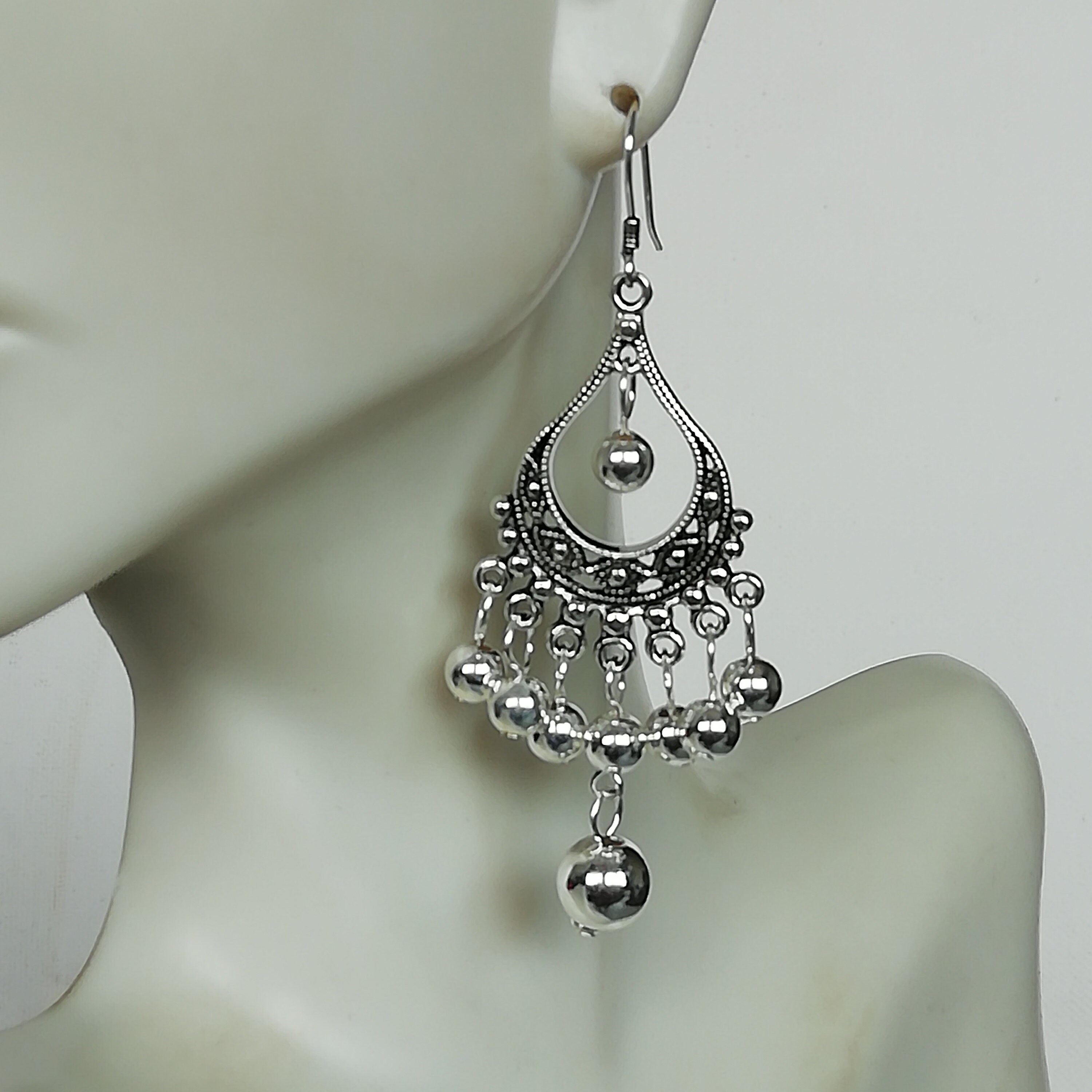 イヤリング SEOOOCOOKIE AUXERRE SILVER EARRING 4BMS025 Indian Ear Danglers | Sterling Silver Long Earrings | Ethnic