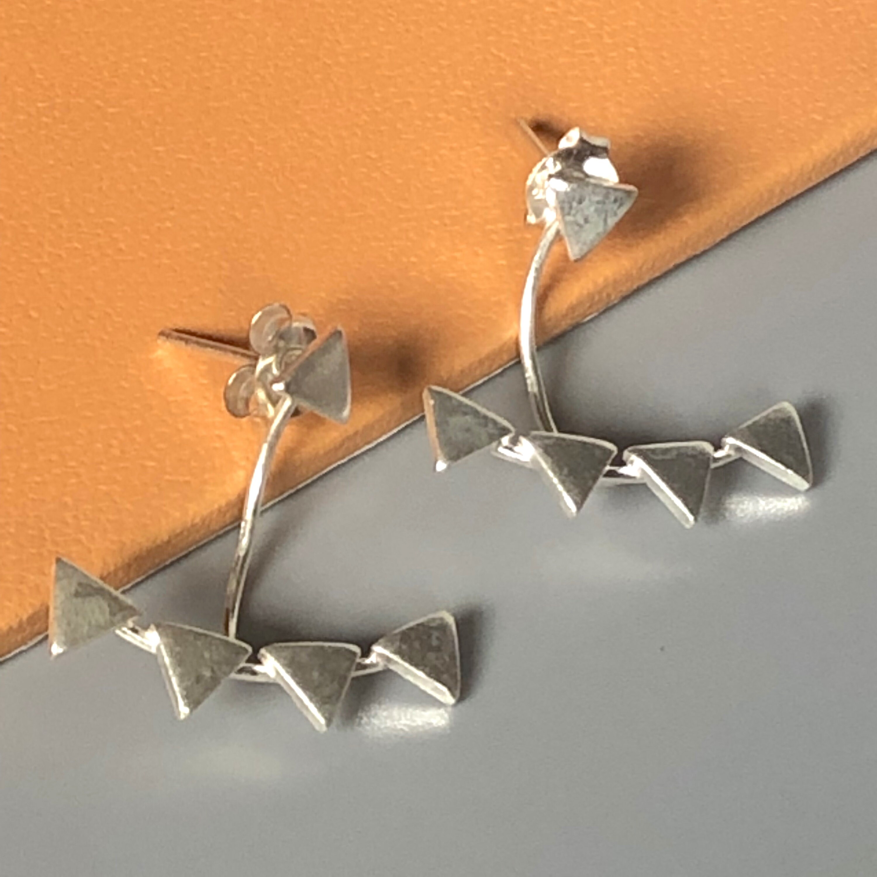 Sterling Silver Ear Jacket Triangles Ear Jacket Bohemian Etsy