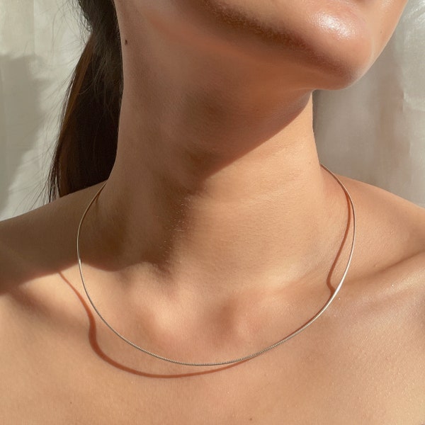 Sterling silver neck wire | Neck choker | Silver necklace | Neck torque | Minimalist jewelry | Casual necklace | Pendant chain | CB