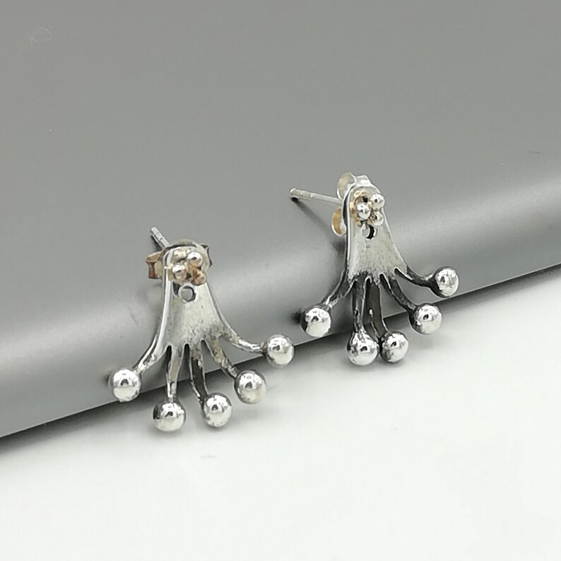 Ball Ear Jacket Silver Ear Jacket Balls Earrings Etsy
