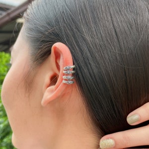 Sterling silver four band ear cuff | 925 silver ear wrap | Non piercing helix cuff | Bohemian Cuff | Unisex ear cuff | E962