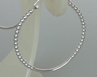 Silver ball hoops | 35 mm silver hoops | Ear hoops | Ear piercings | Minimalist hoops | Casual ear hoops | EITS