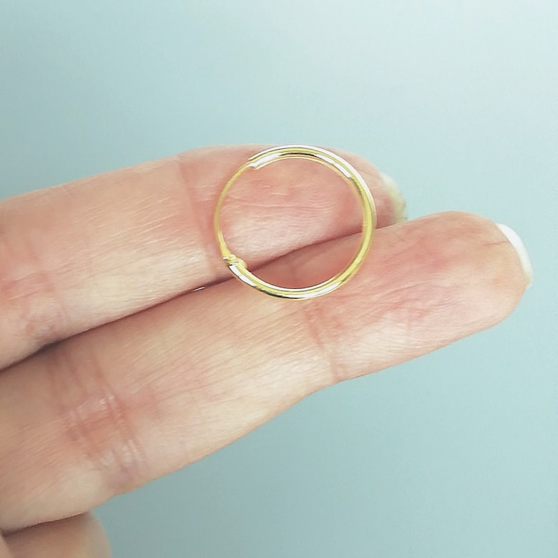 Gold hoop earrings 18 mm gold plated hoops Gold hoops Endless ear hoops Silver jewelry Minimalist jewelry ERIL image 10