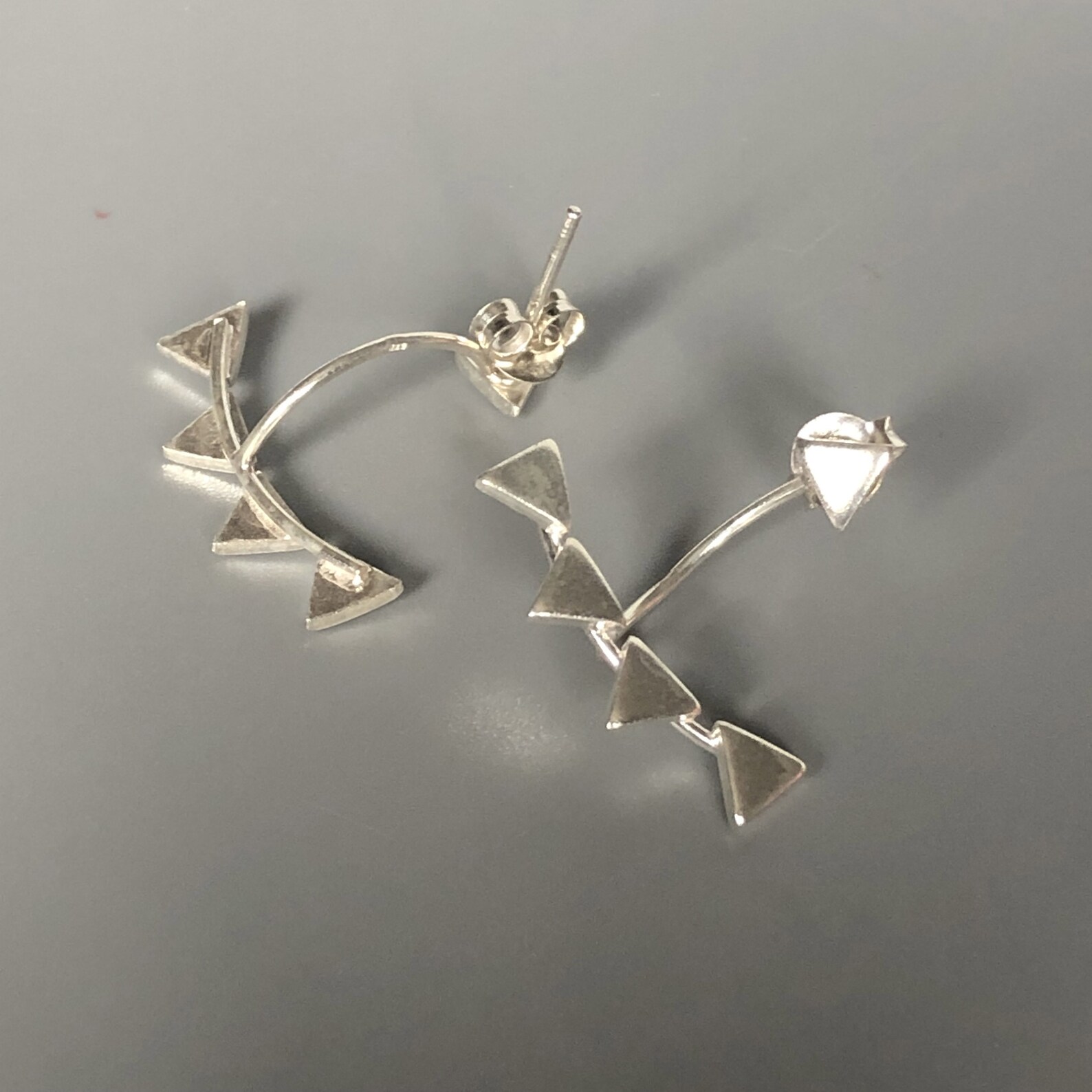 Sterling Silver Ear Jacket Triangles Ear Jacket Bohemian Etsy