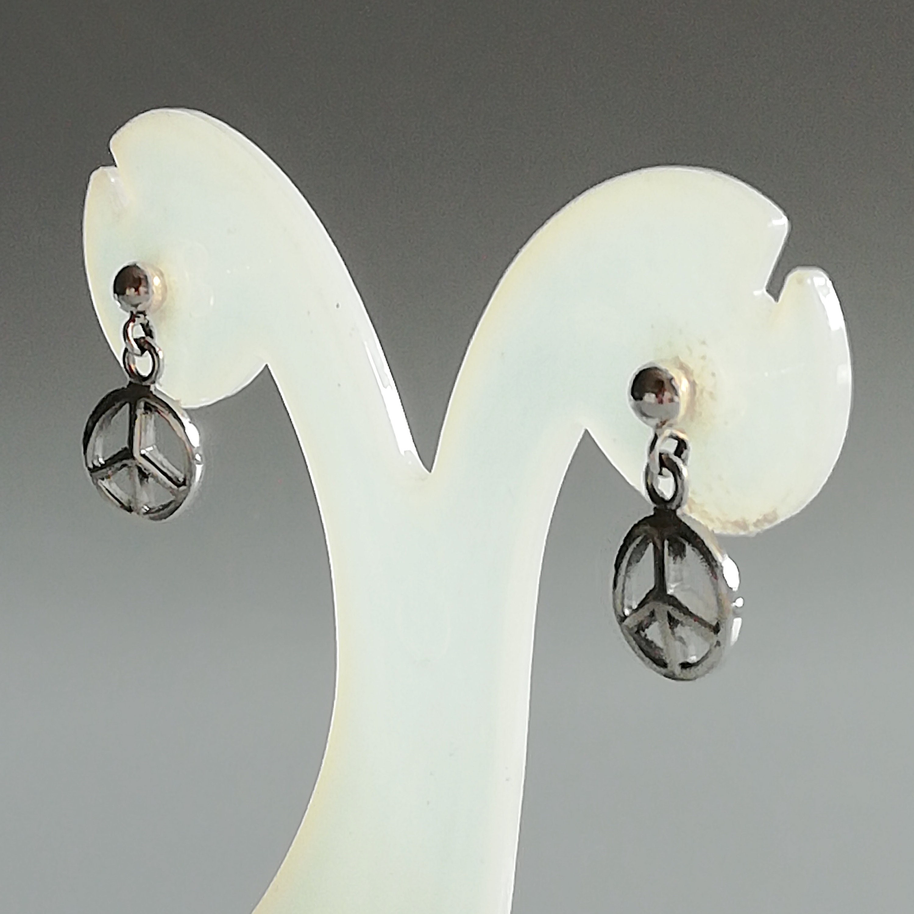 Grandi orecchini con simbolo della pace in argento Sterling