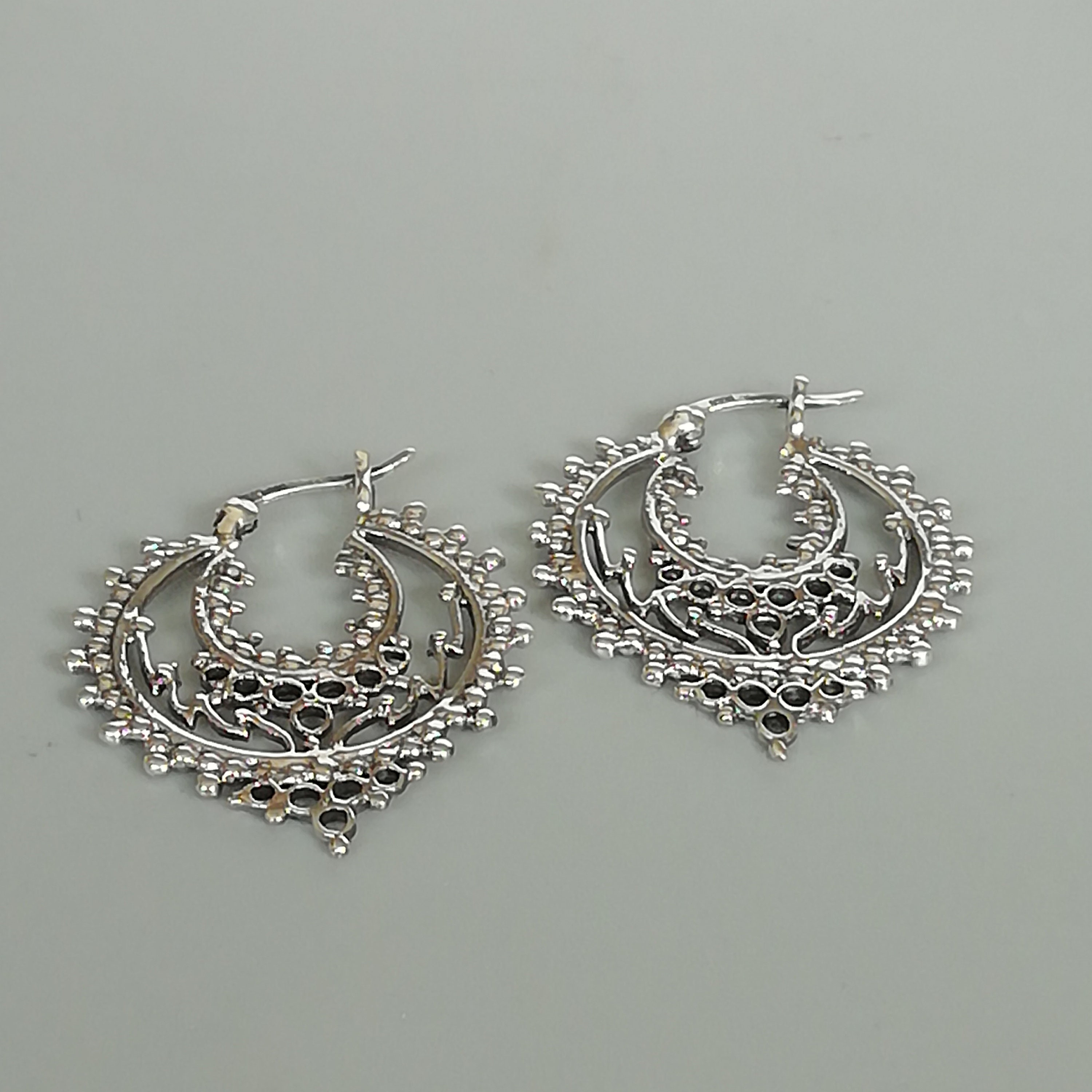 Bohemian silver hoops Indian ear hoops Ear hoops Ethnic Etsy