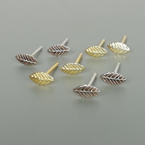 Set of gold and silver leaf earrings | Sterling silver ear studs | Earrings set | Cartilage earrings gift set | Gold plated studs | E443gs