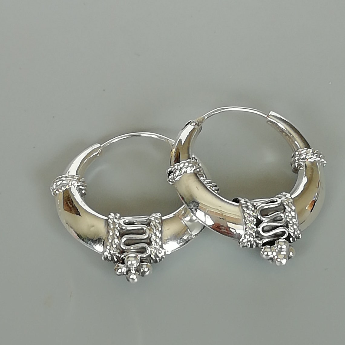 Tibetan 25 mm silver hoops Thick hoops Bohemian jewelry Etsy