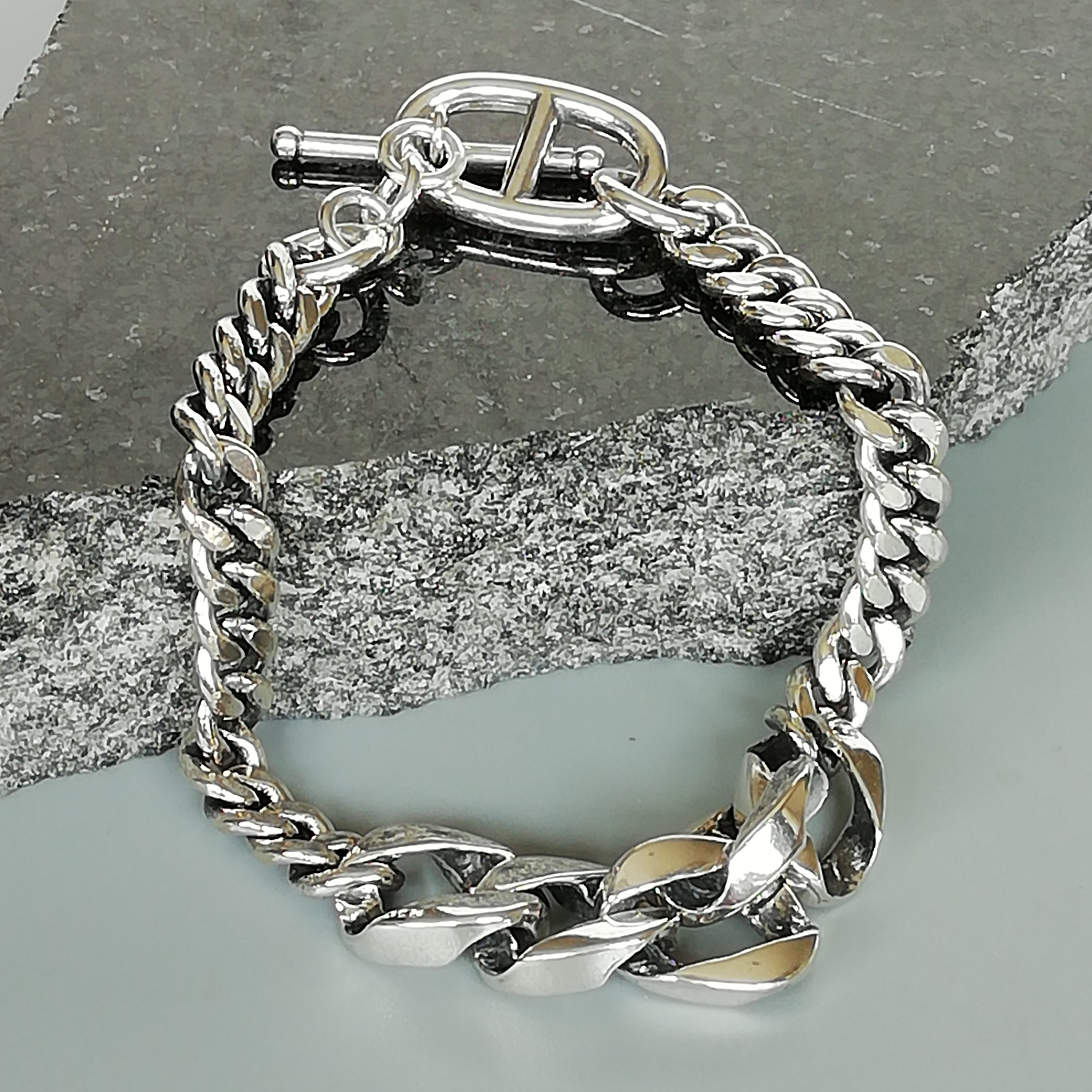 Sterling Silver Curb Chain Bracelet | Chunky Chain Link