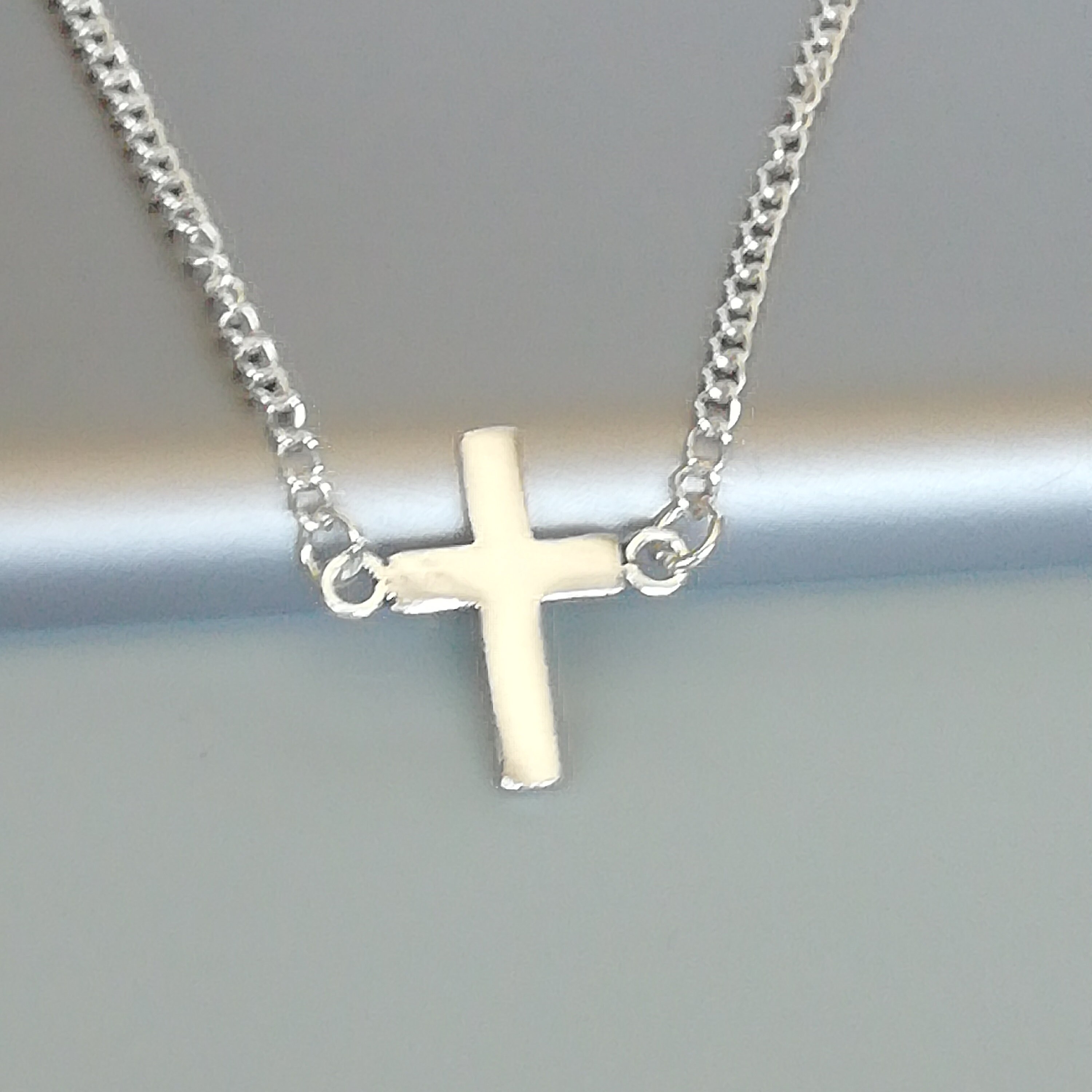 Cross necklace Sterling silver cross charm necklace | Etsy