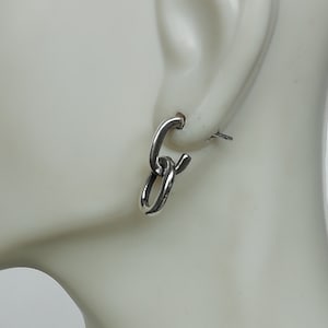 Link earrings | Sterling silver ear studs | Cable earrings | Modern earrings | Minimalist jewelry | Everyday earrings | E1031