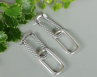 Anchor link earrings | Sterling silver | Chain link earrings | Modern earrings | Bohemian jewelry | Everyday ear danglers | E1032