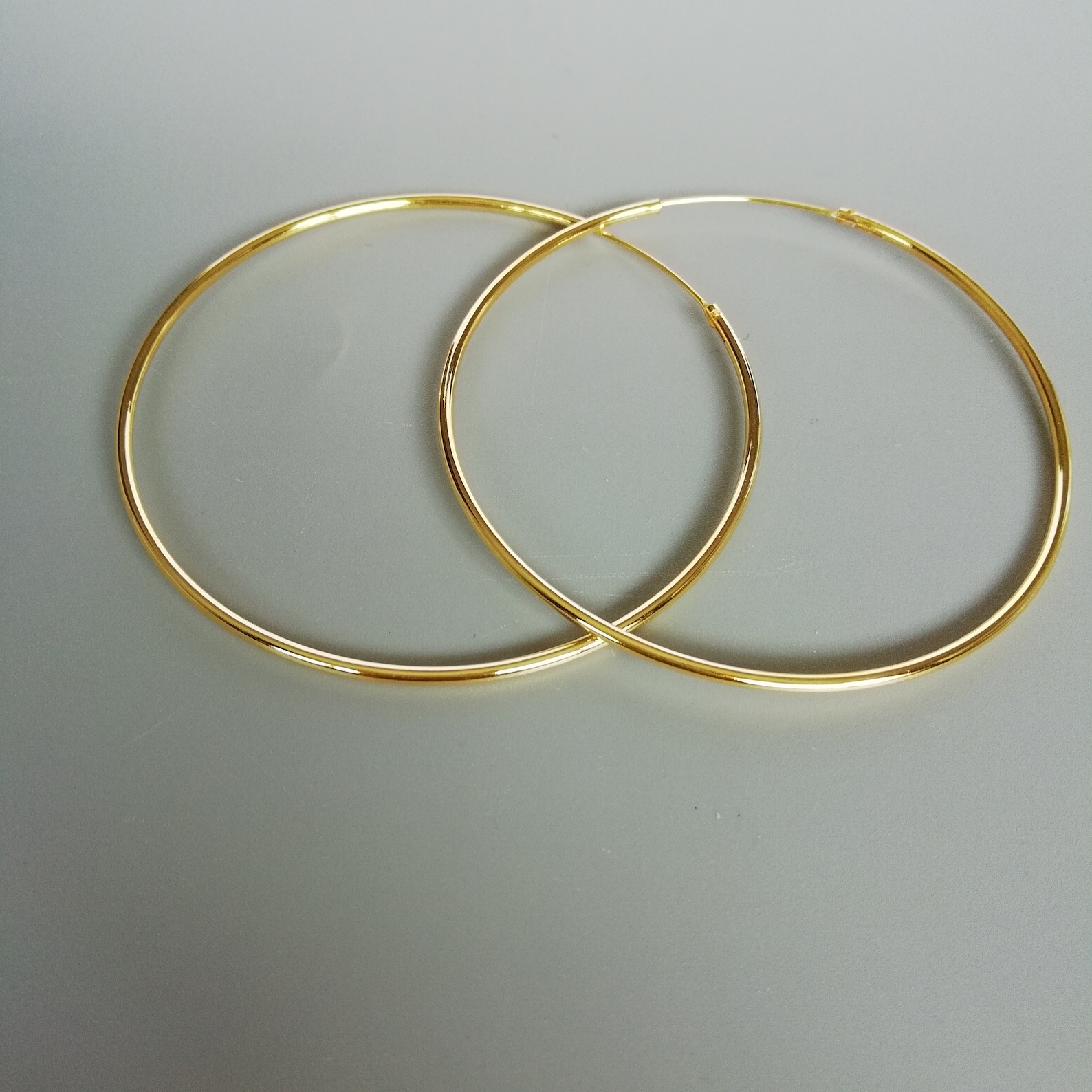 Large Gold Hoop Earrings 60 Mm Dramatic Gold Plated Hoops Etsy