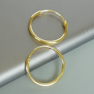 Gold hoop earrings 18 mm gold plated hoops Gold hoops Endless ear hoops Silver jewelry Minimalist jewelry ERIL image 9