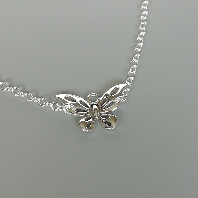 Bohemian anklet Feet jewelry Sterling silver butterfly anklet Pretty ankle chain AAA Foot fetish Rolo chain anklet
