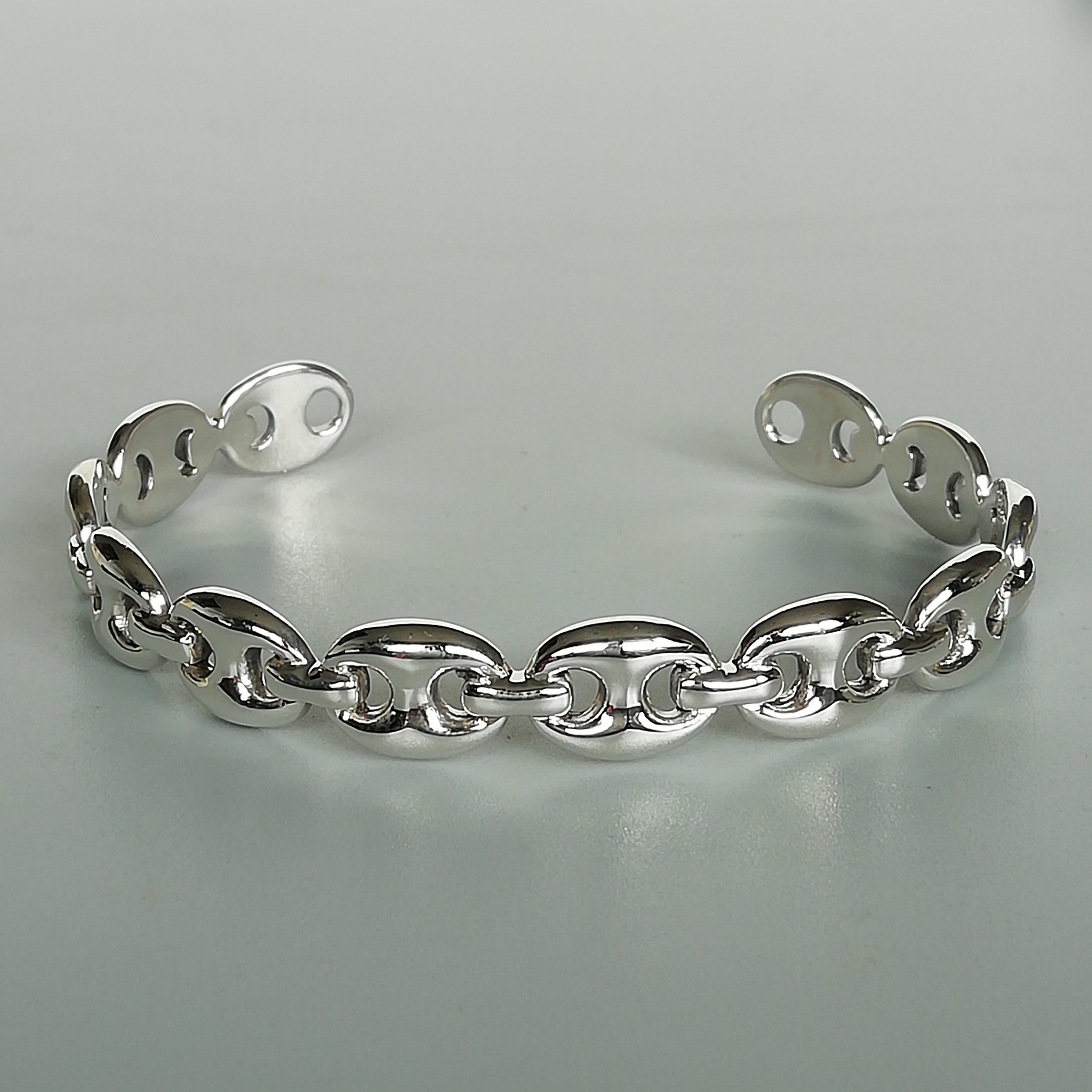 Anchor link bracelet Heavy sterling silver cuff bangle Etsy