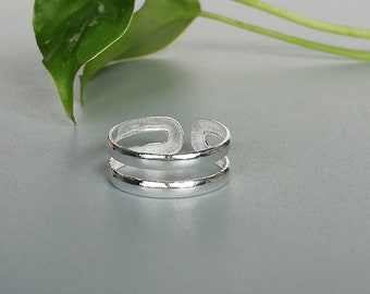Two band toe ring | Silver toe ring | Bohemian toe ring | Feet jewelry | Free size toe ring | Minimalist toe ring | Silver toe band | TLT