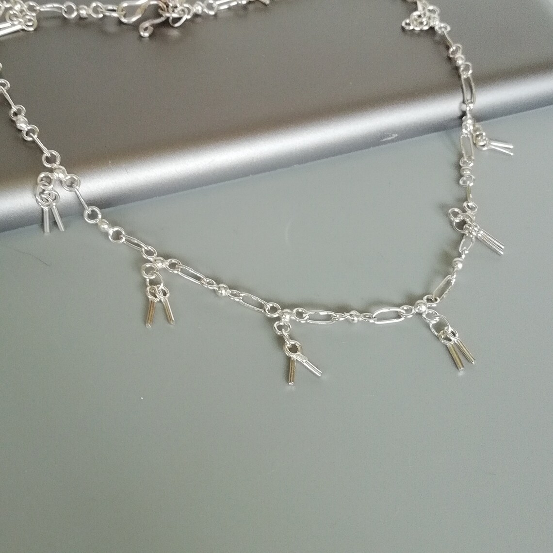 Sterling Silver Bar Charms Anklet Silver Foot Jewelry Etsy