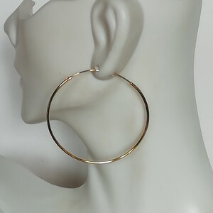 Large gold hoop earrings | Gold hoops | 40 mm gold plated hoops | Endless ear hoops | Silver jewelry | Wedding hoops | E670
