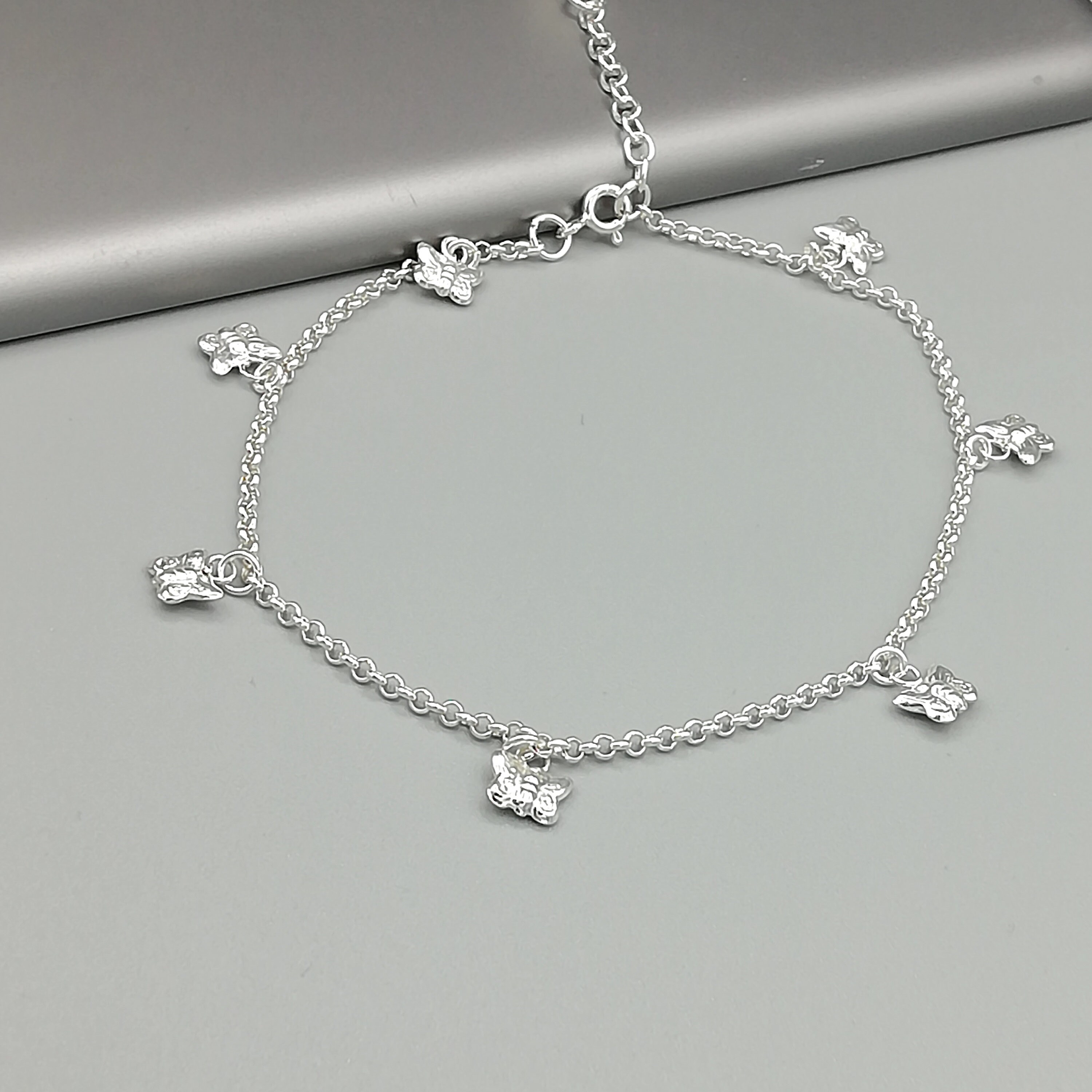 Sterling Silver Butterfly Charm Anklet Charm Anklet Silver Foot sterling-silver-butterfly-charm-anklet-charm-anklet-silver-foot