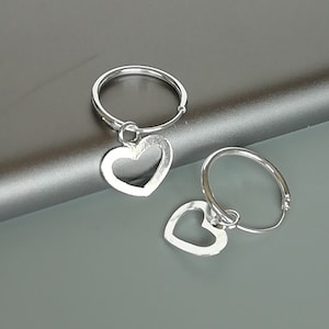 Hart bedelring | Sterlingzilveren 14 mm-oorbellen | Liefdesbedelringen | Boho-sieraden | Bedelringen | Zilveren oorringen | E692