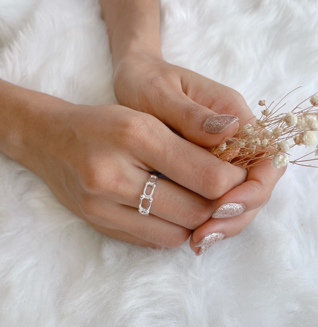 【EEUN】Silver Drop ring Silver-Plated Open Ring R75 – Purmoon