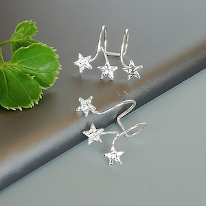 Celestial silver ear cuff | Stars ear cuff | No piercing silver ear cuff | Gifts for her | Bohemian ear cuff | Free size ear cuff | E790