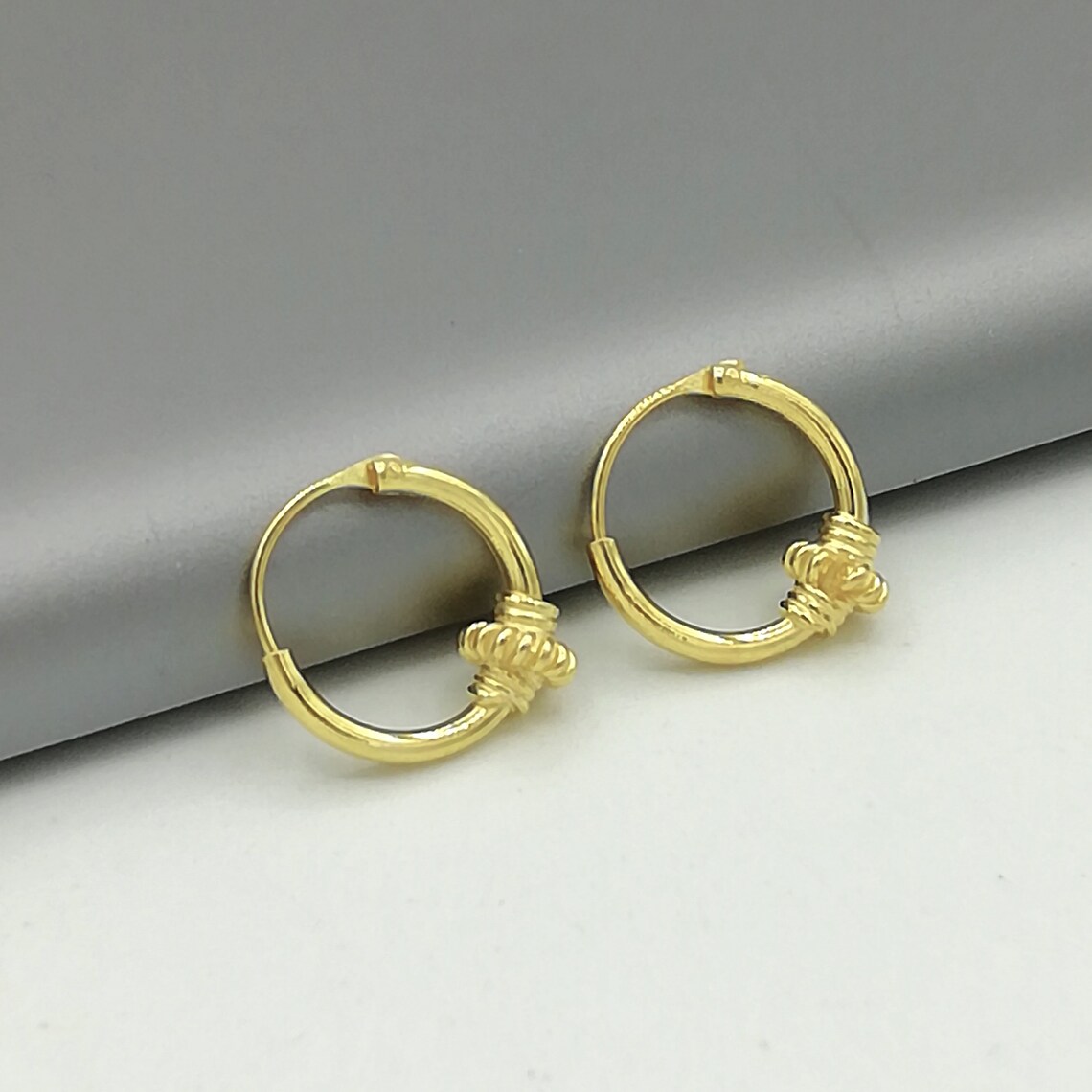 Small gold hoops 10 mm hoops Bali gold ear hoops Silver Etsy