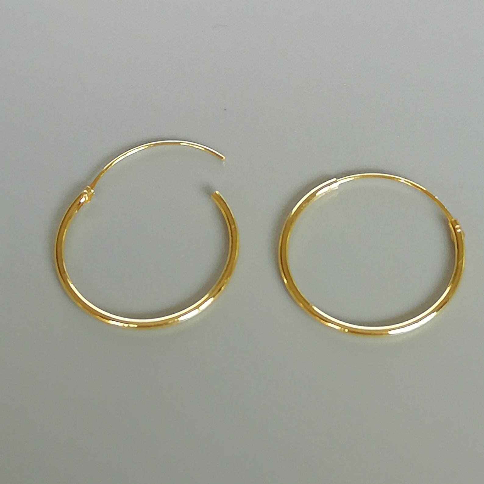Gold Hoop Earrings 20 Mm Gold Plated Hoops Endless Ear - Etsy