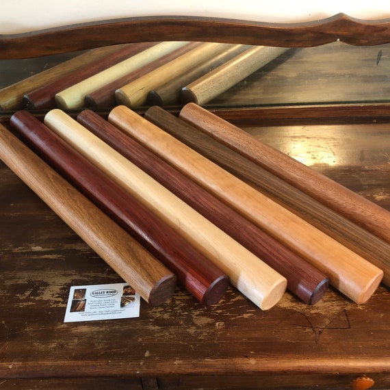 Straight Rolling Pin, 10" Hardwood, Maple, Walnut, Cherry, Purpleheart, Jatoba, Hickory, handmade in USA, FREE shipping