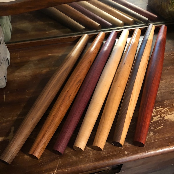 Mattarello affusolato francese, 20 "Hardwood, Acero, Noce, Ciliegio, Purpleheart, Jatoba, Padauk, fatto a mano negli Stati Uniti, UPS gratuito Spedizione via terra