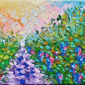 Vineyard Painting Original Art Landscape Artwork Impasto Vineyard Oil Painting Canvas Impressionism Travel Gift Nature 9"by7"by ZinaPainting
