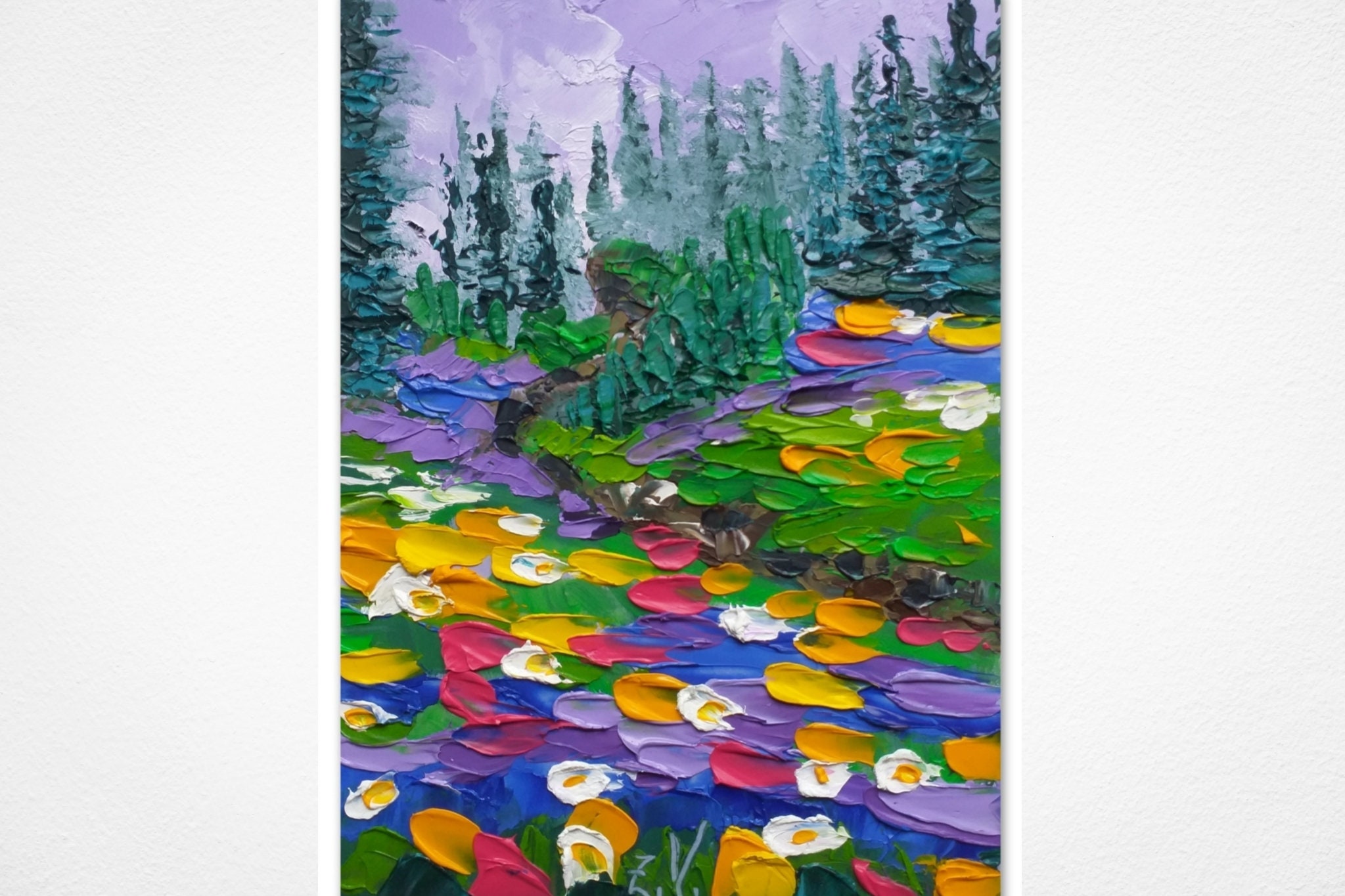 Colorado Painting Pine Tree Original Art Small Landscape Oil Painting Colorado National Park Impasto Artwork 7" by 5" by ZinaPainting