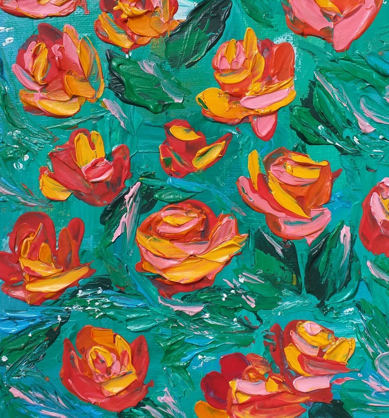 Red Roses Painting Flower Original Art Abstract Roses Floral - Etsy