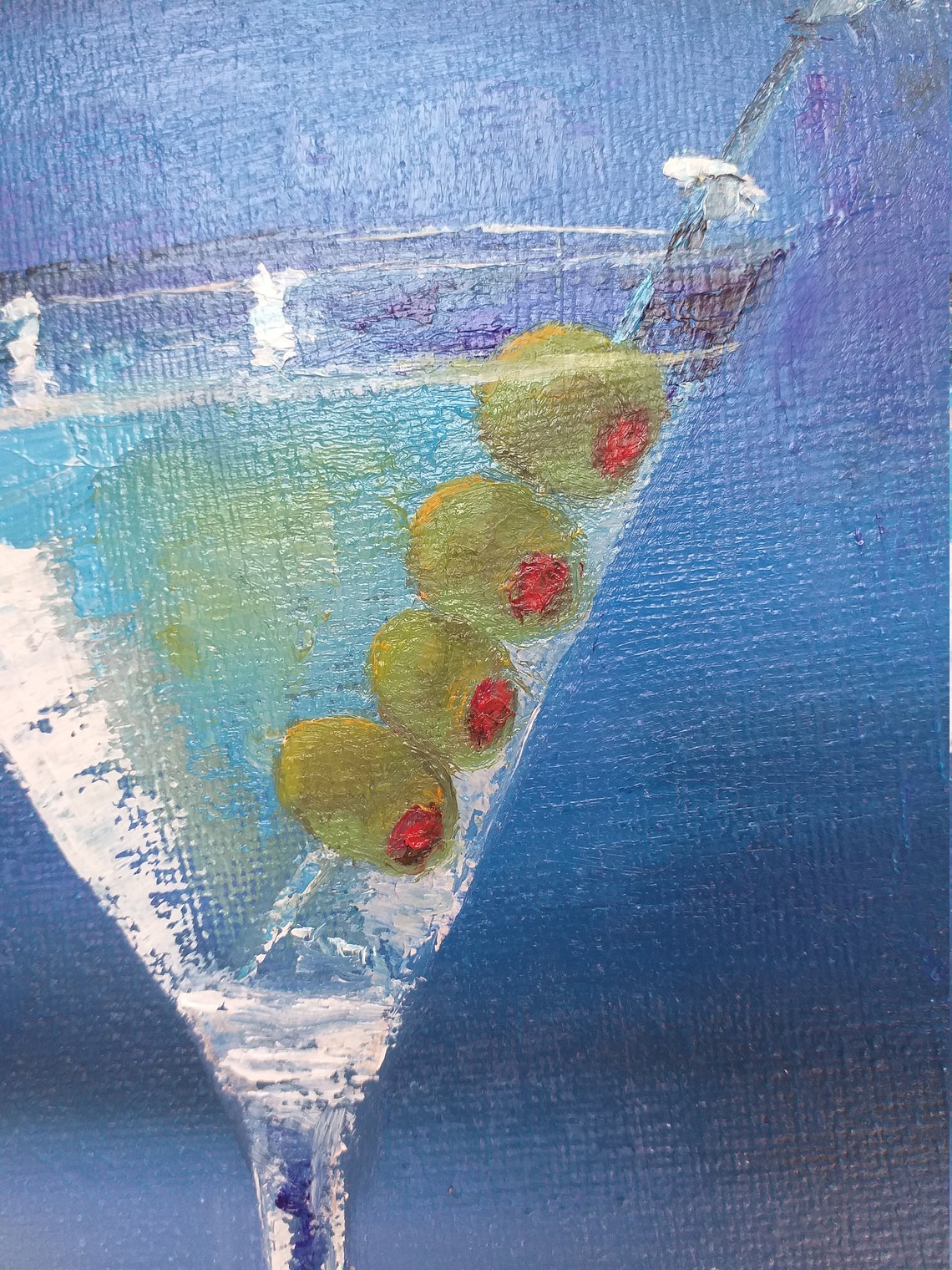 Cocktail Painting Martini Original Art Bar Oil Painting Canvas Etsy