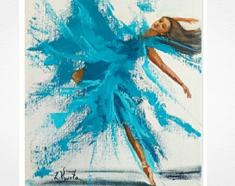 Dance Painting Ballerina Original Art Girl Oil Painting Canvas Dancing Artwork Ballerina Wall Art 9" x 7" by ZinaPaintin
