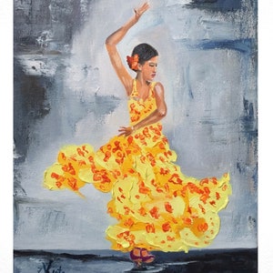 Flamenco Tänzer Original Kunst Figur Ölgemälde Leinwand Frau Tanzende Kunst Impasto Impressionismus Geschenk Kunstwerk 10 &quot;x 8&quot; by ZinaPaintin