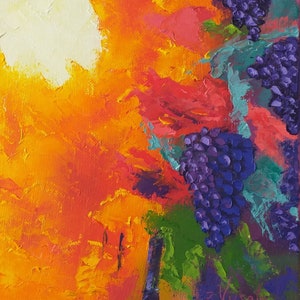 Vineyard Painting Napa Valley Original Art Small Landscape Oil Canvas California Impasto Trvel Gifts Artwork 8" by 8" by ZinaPainting