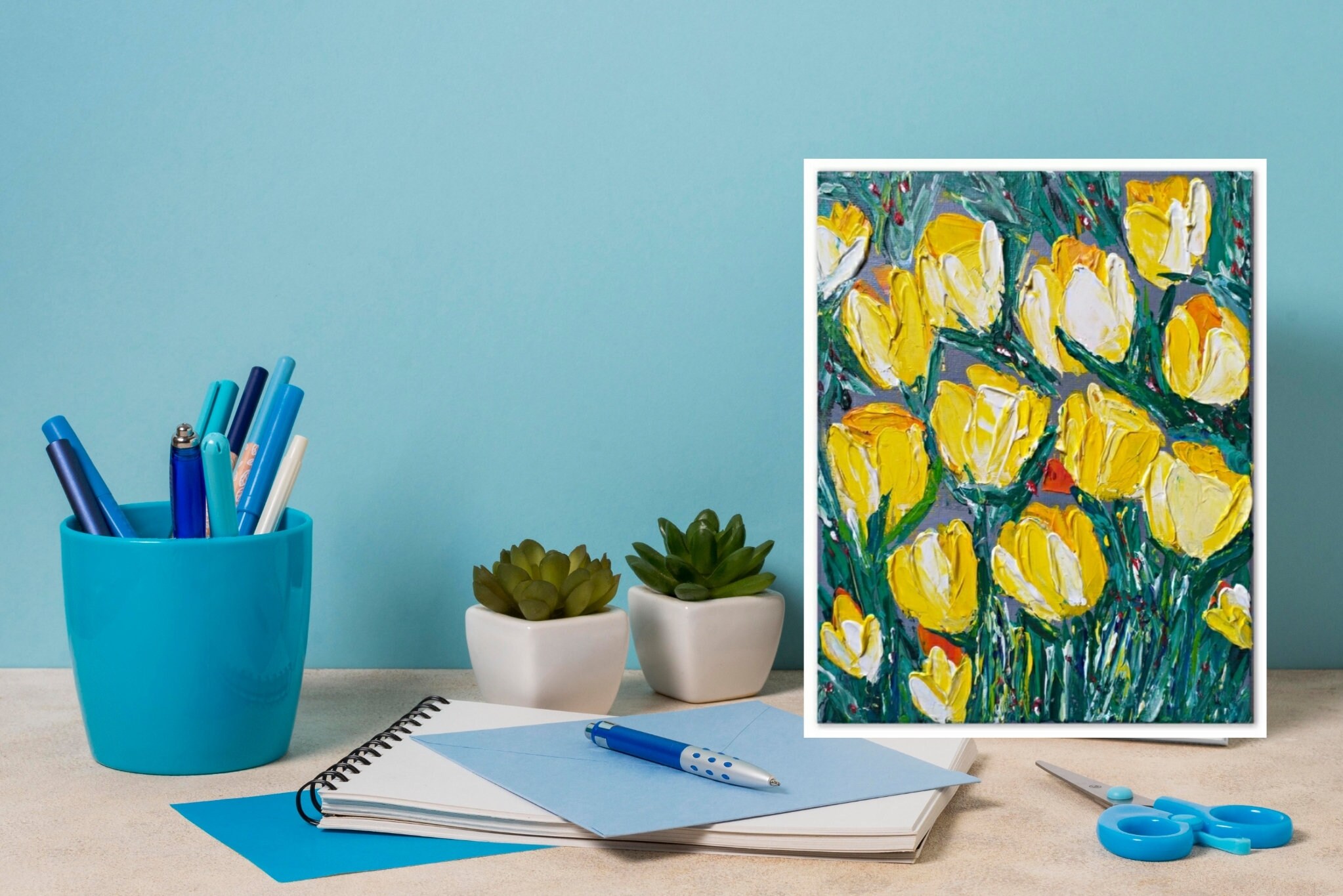 Tulip Painting Floral Still Life Impasto Original Acrylic Art 10"x8 ...