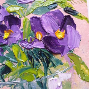 Pansy Painting Flowers Original Art Small Oil Painting Floral Still Life Impasto Artwork 6 by 6 by ZinaPainting image 2