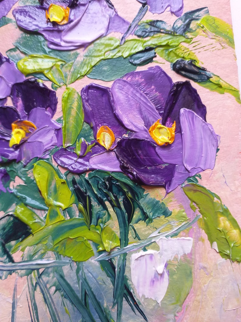 Pansy Painting Flowers Original Art Small Oil Painting Floral Still Life Impasto Artwork 6 by 6 by ZinaPainting image 2