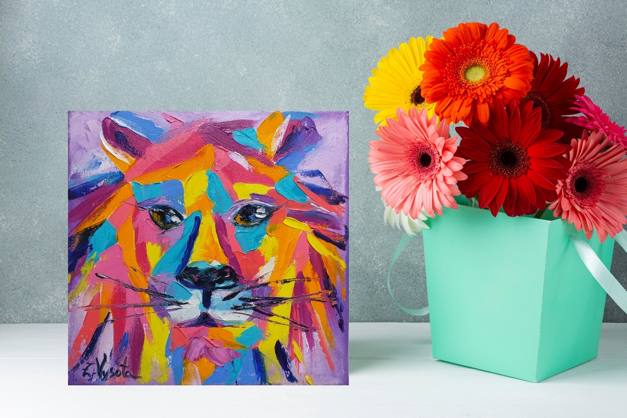 Lion Oil Painting Animal Original Art African Wall Art Impasto Etsy