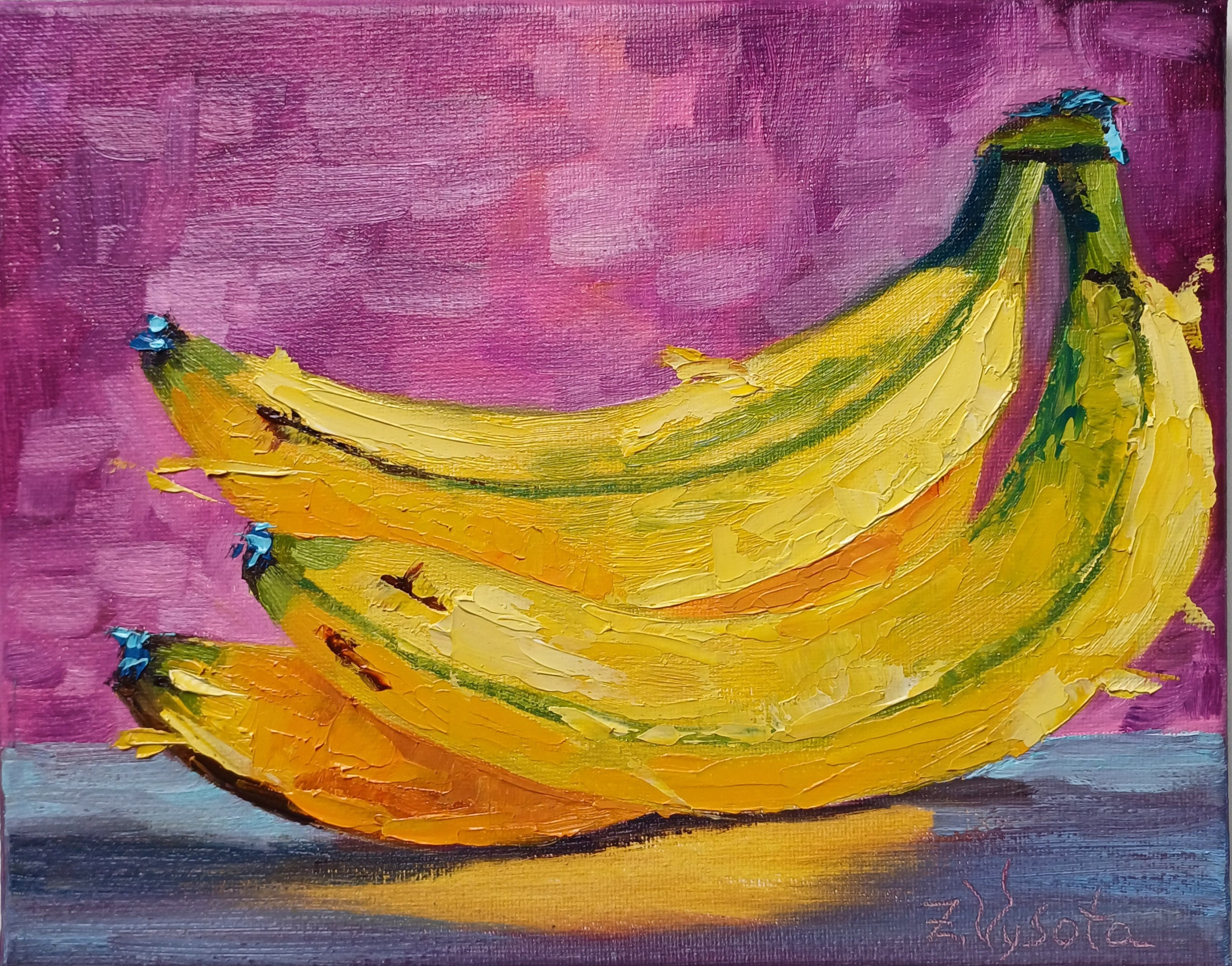Banana Oil Painting Original Impressionist Fruit Still Life