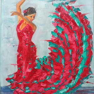 Flamenco Malerei Tänzerin Original Kunst Figur Ölgemälde Leinwand Frau Impasto Impressionismus Reisegeschenk Kunstwerk 13 &quot;von 9&quot; by ZinaPaintin