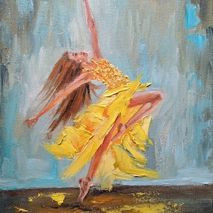 Tanz Malerei Ballett Original Art Ballerina Wand Kunst Frau Ölgemälde Leinwand Tänzerin Impasto Figuratives Kunstwerk 11&quot;by 8&quot;by ZinaPainting